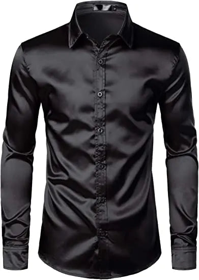 Men's Shiny Disco Short Sleeve Shirt for Casual Wear