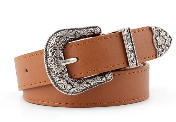 Vintage Pin Buckle Leather Belt for Women (Genuine Leather)