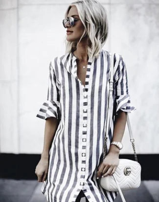 Striped Bell Sleeve Dress