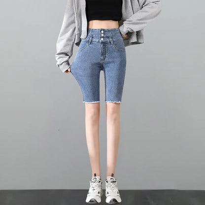 High-Waisted Skinny Black Pencil Jeans