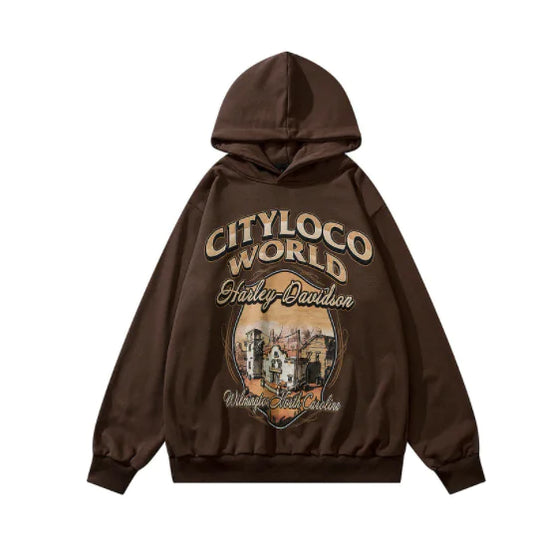 Hip Hop Retro Cartoon Print Hoodie