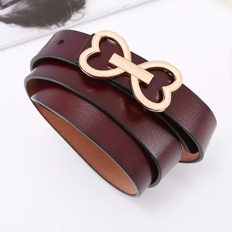 Chic Heart-Shaped Women's Leather Belt
