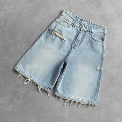 Retro Ripped Denim Shorts