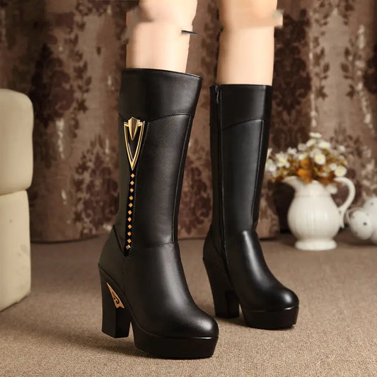 Warm Cotton Leather Boots for Women