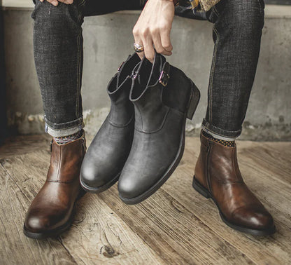 Men's Mid-Cut Genuine Leather Martin Boots