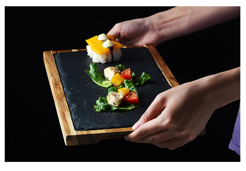 Black Wooden Pizza Tray and Platter