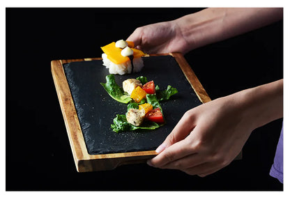 Black Wooden Pizza Tray and Platter