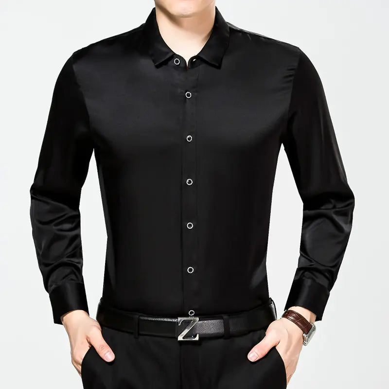 High-End Pure Color Silk Shirt