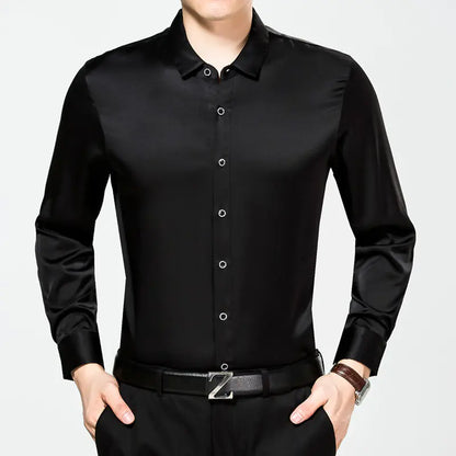 High-End Pure Color Silk Shirt