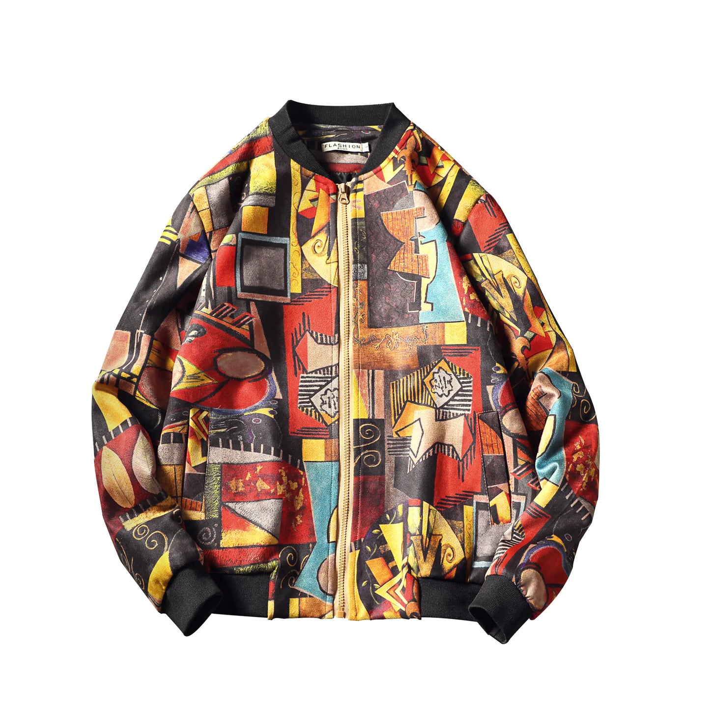 Men's Floral Print Stand Collar Jacket