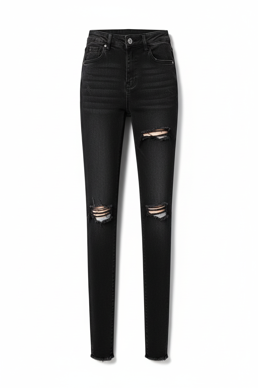 Chic Retro Ripped High-Waist Jeans
