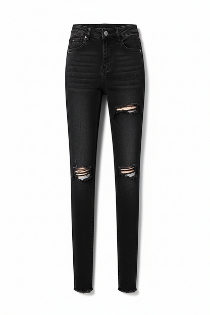 Chic Retro Ripped High-Waist Jeans