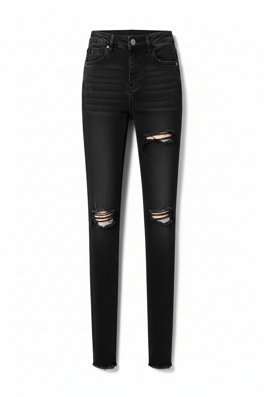 Chic Retro Ripped High-Waist Jeans