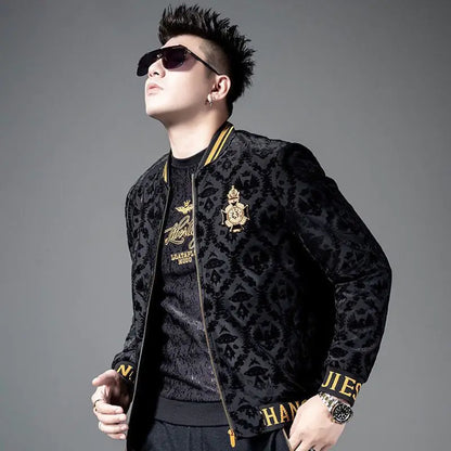 Men's Velvet Embroidered Baseball Jacket