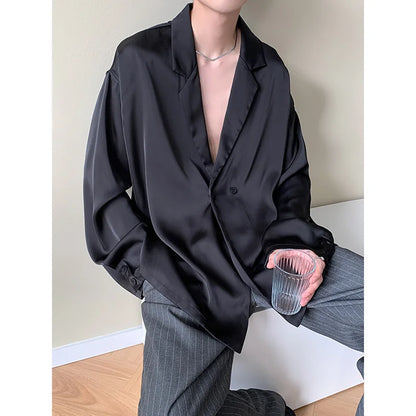 Men's Silk Korean Blazer | Black & White