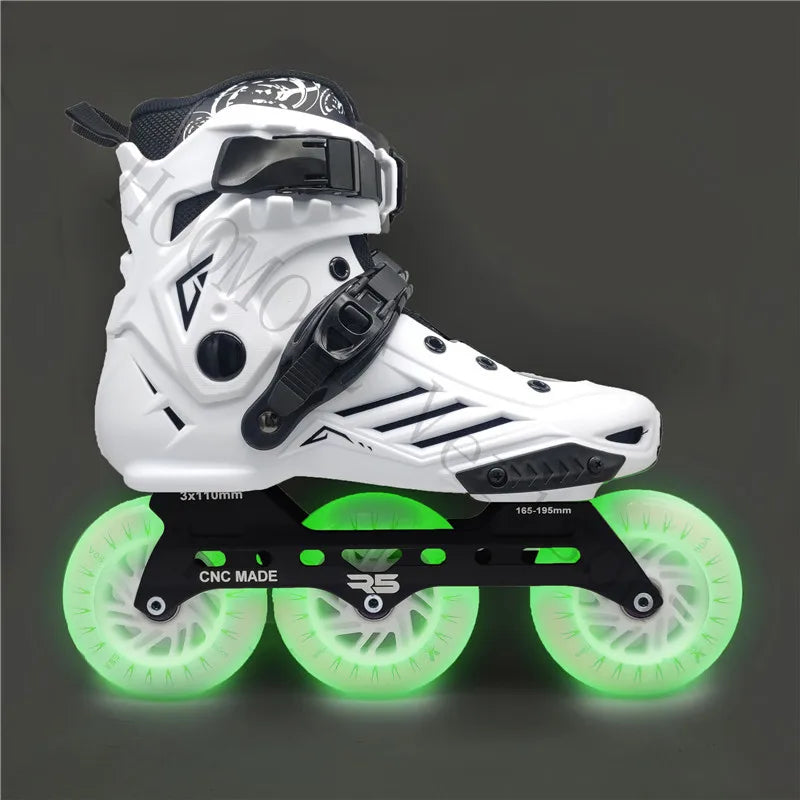 Premium Adult 3 Wheel Inline Skates – R5 110mm Speed Roller Blades for Street, Road & Outdoor Skating
