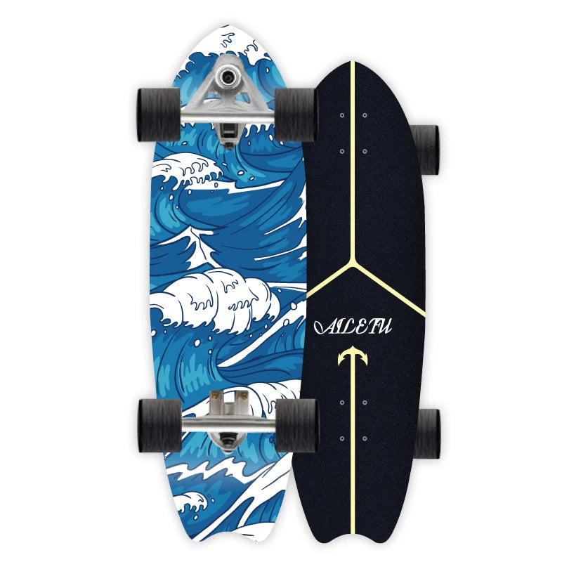S7 Surf Skate 32-Inch Maple Longboard, 9.5-Inch Wide Cruiser Skateboard