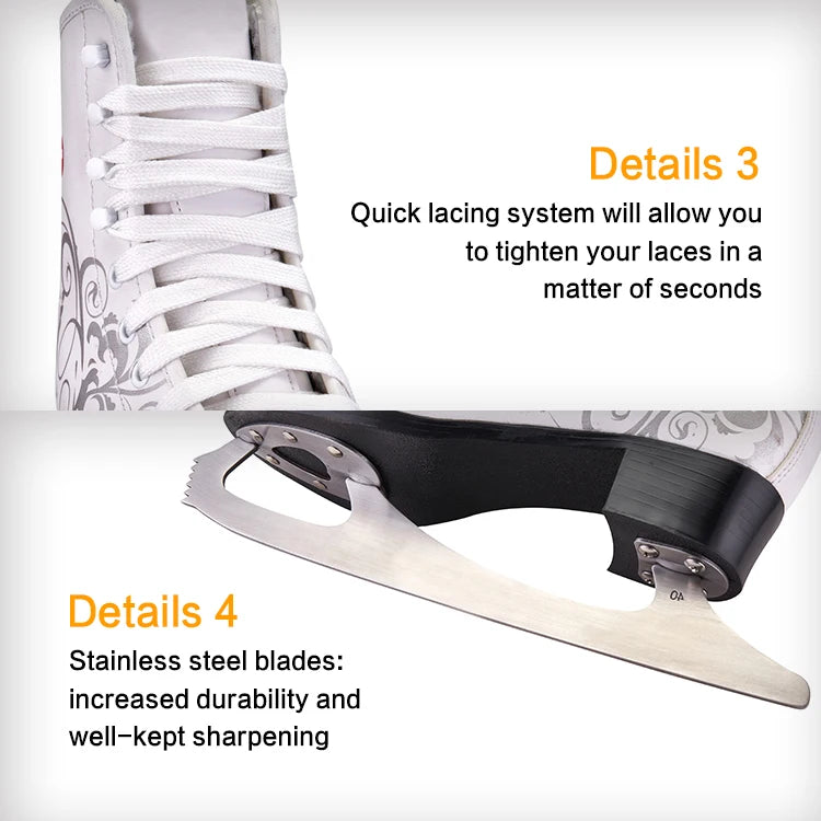 Winter Ice Skates | White & Black