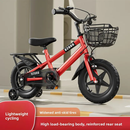 Children's Bicycle for Ages 12-14 with Training Wheels Front Basket 12-Inch Wheel No Gears
