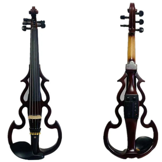 5 strings 4/4 electric violin High quality brown solid wood Pure handmade