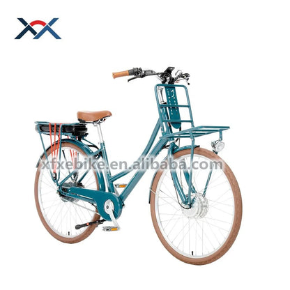 Vintage Women’s Electric City Bike, 36V 14.5Ah Lithium Battery, 250W Motor, Disc Brakes & Rear Carrier
