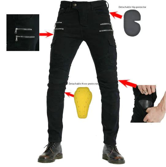 Black Denim Motorcycle Pants