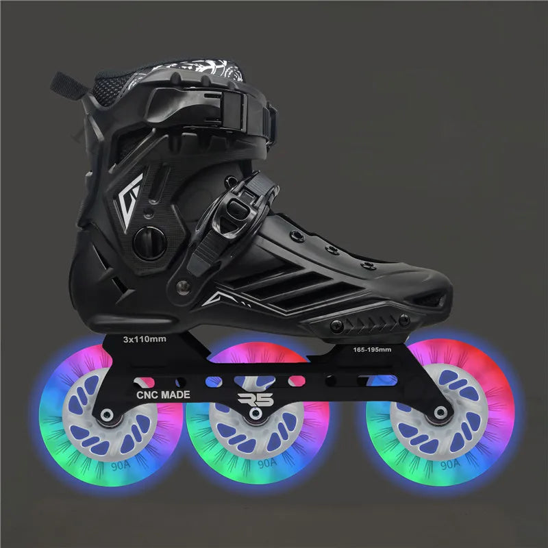 Premium Adult 3 Wheel Inline Skates – R5 110mm Speed Roller Blades for Street, Road & Outdoor Skating