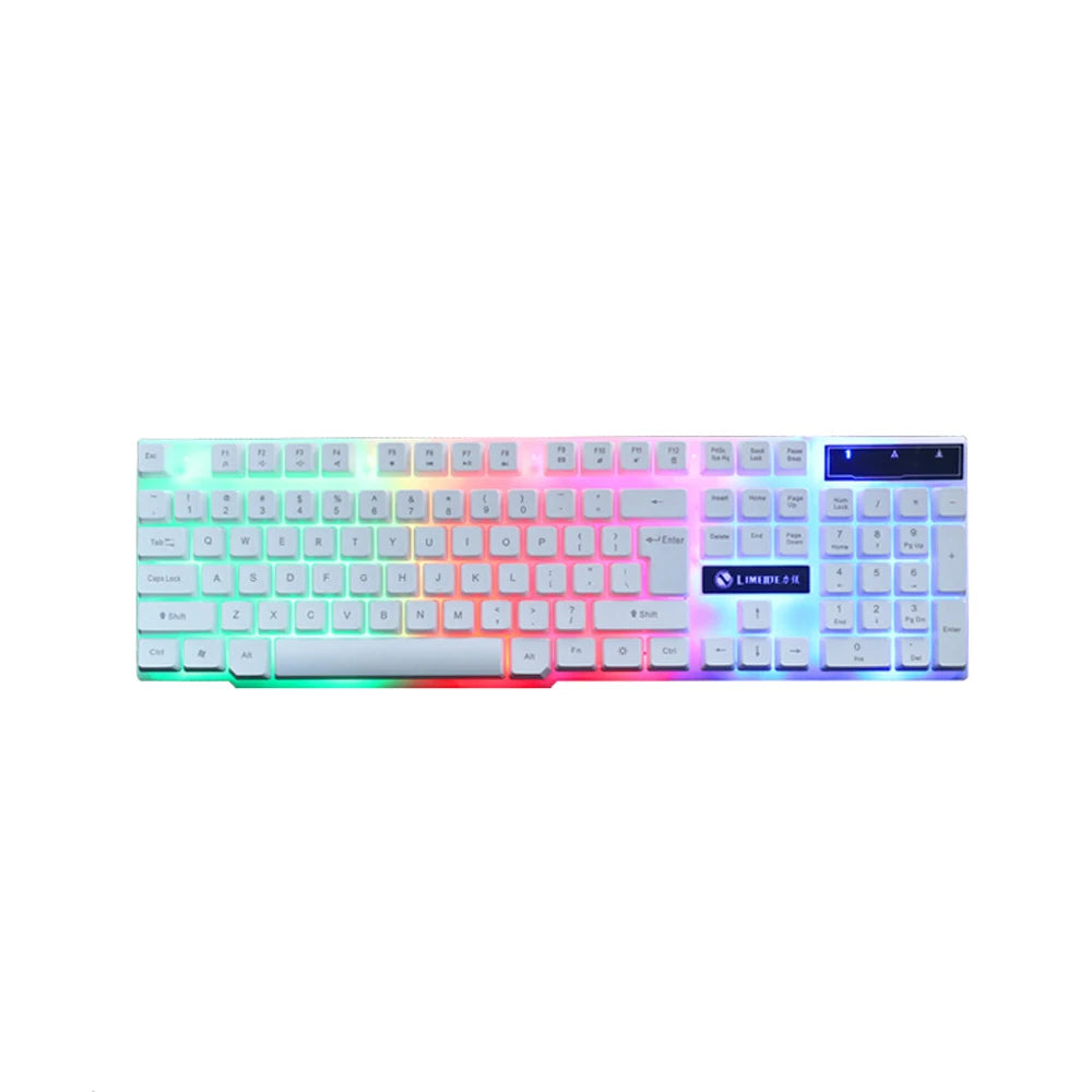 USB Wired PC Rainbow Colorful LED Backlit Gaming Keyboard Mouse Set