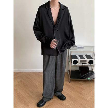 Men's Silk Korean Blazer | Black & White