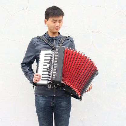 26-Key Accordion Concertina, 48 Bass, 3-Chorus Professional Accordion for Beginners & Performers