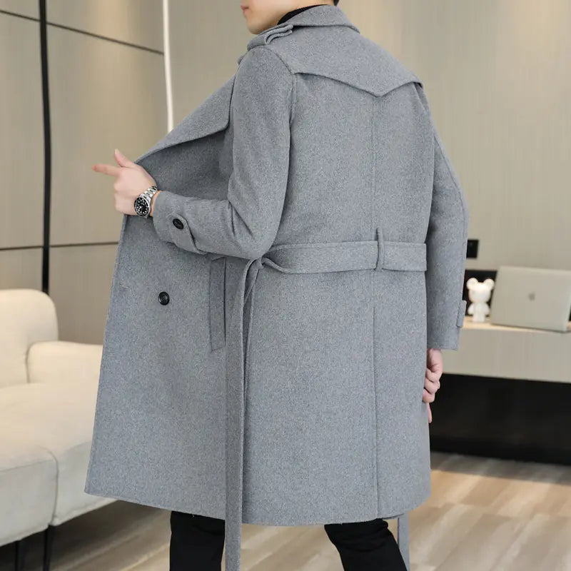 Men's Handmade Double-Sided Woolen Coat for Fall/Winter