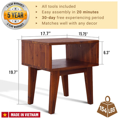 Acacia Serena Solid Wood Nightstand - Elegant and Durable Bedside Storage