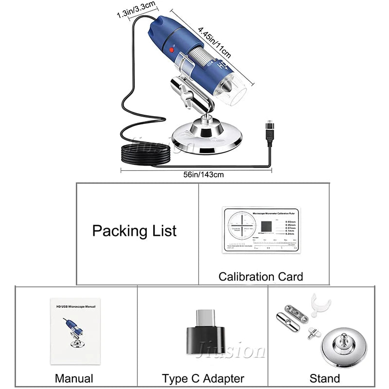 Handheld Mini Magnifier  | 2K HD 2560x1440P USB Digital Microscope 40X to 1000X Endoscope Camera for Android Phone Wins Mac Linux