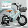 Children's Bicycle for Ages 12-14 with Training Wheels Front Basket 12-Inch Wheel No Gears