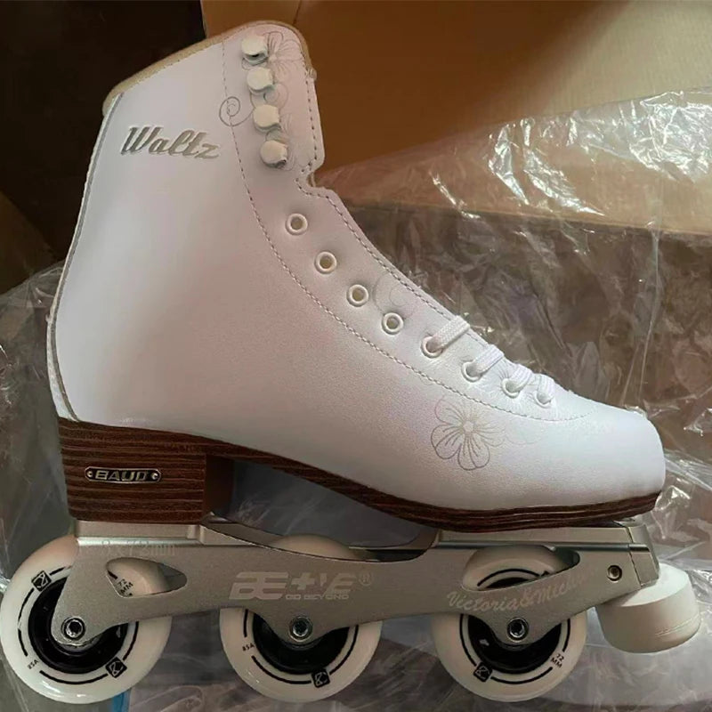 Feng Quan Professional 3 Wheel Inline Skates – Figure Roller Blades with Front Brake Stopper for Outdoor Skating