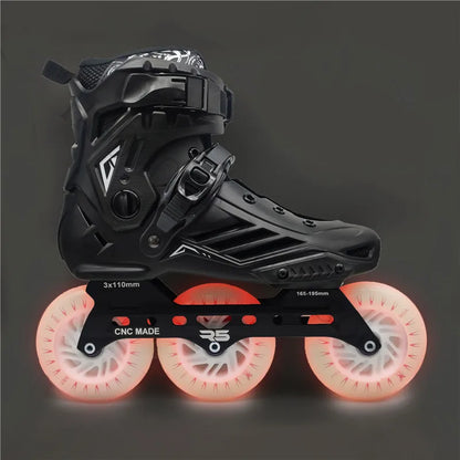 Premium Adult 3 Wheel Inline Skates – R5 110mm Speed Roller Blades for Street, Road & Outdoor Skating