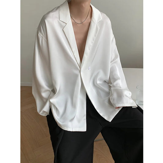 Men's Silk Korean Blazer | Black & White