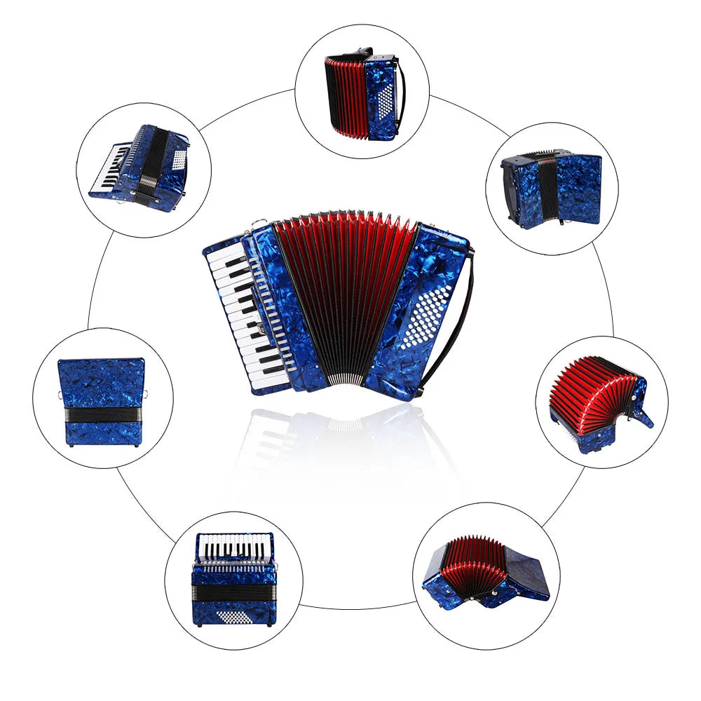 26-Key Accordion Concertina, 48 Bass, 3-Chorus Professional Accordion for Beginners & Performers