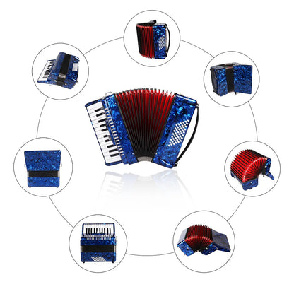 26-Key Accordion Concertina, 48 Bass, 3-Chorus Professional Accordion for Beginners & Performers