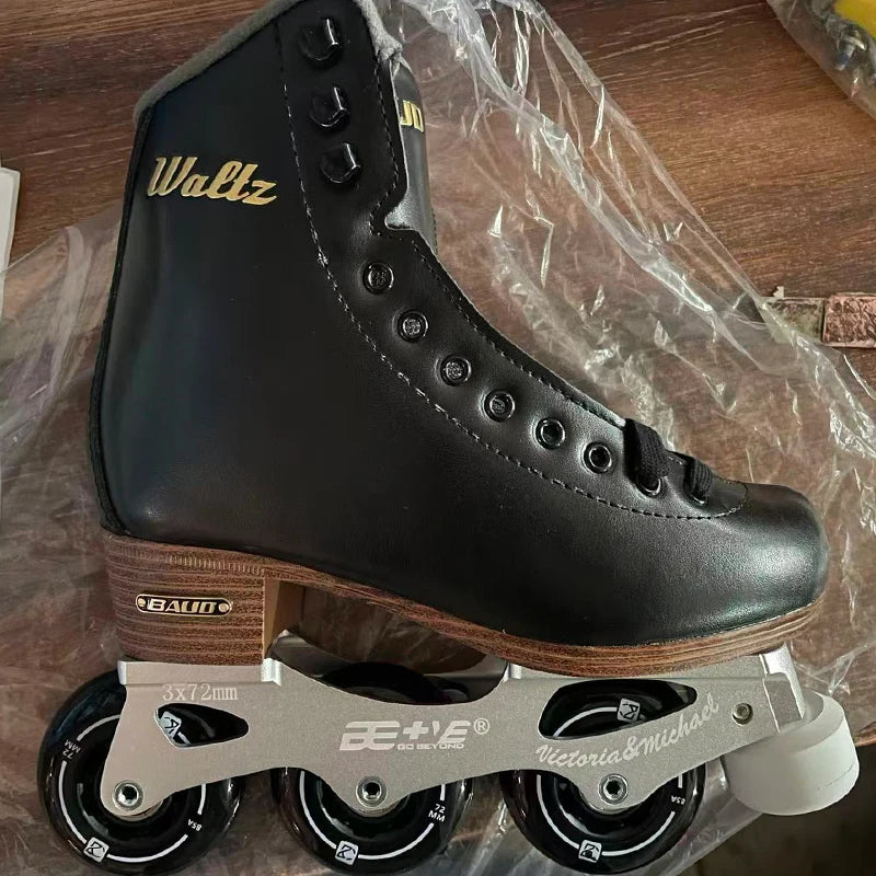 Feng Quan Professional 3 Wheel Inline Skates – Figure Roller Blades with Front Brake Stopper for Outdoor Skating
