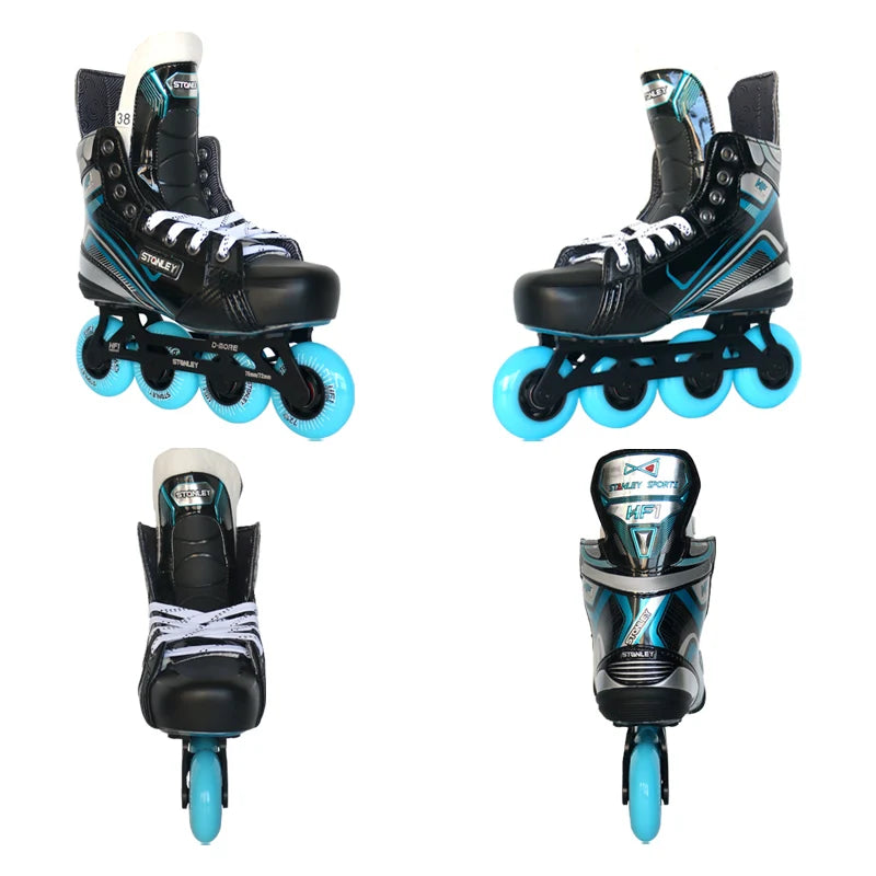 STANLEY HF1 High-quality Roller Inline Hockey Skates Hi-Lo Frames ABEC-9 Bearing 76A PU Wheels