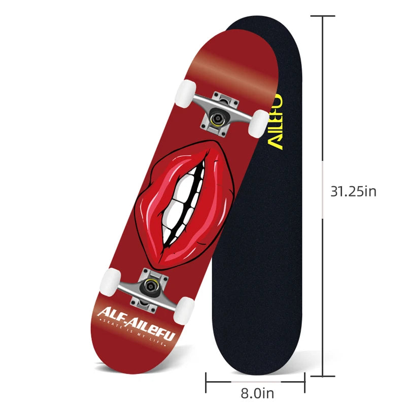 31" Maple Butterfly Skateboard, 7-Ply Canadian Wood Cruiser for Teens & Adults