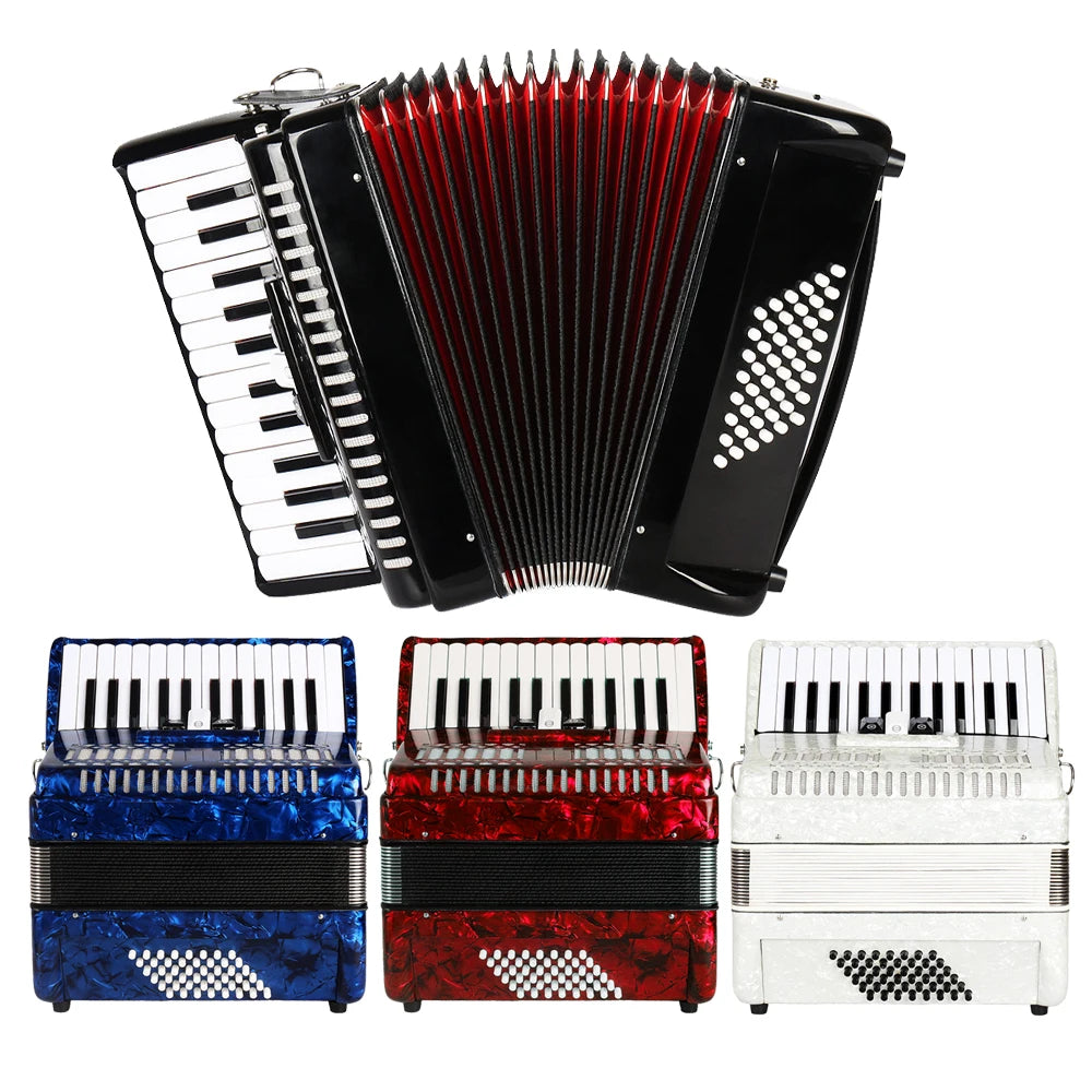 26-Key Accordion Concertina, 48 Bass, 3-Chorus Professional Accordion for Beginners & Performers
