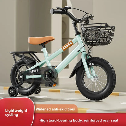 Children's Bicycle for Ages 12-14 with Training Wheels Front Basket 12-Inch Wheel No Gears