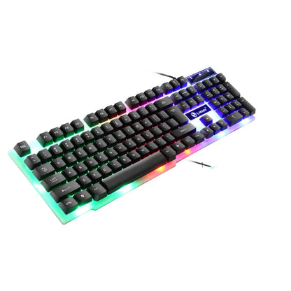 USB Wired PC Rainbow Colorful LED Backlit Gaming Keyboard Mouse Set