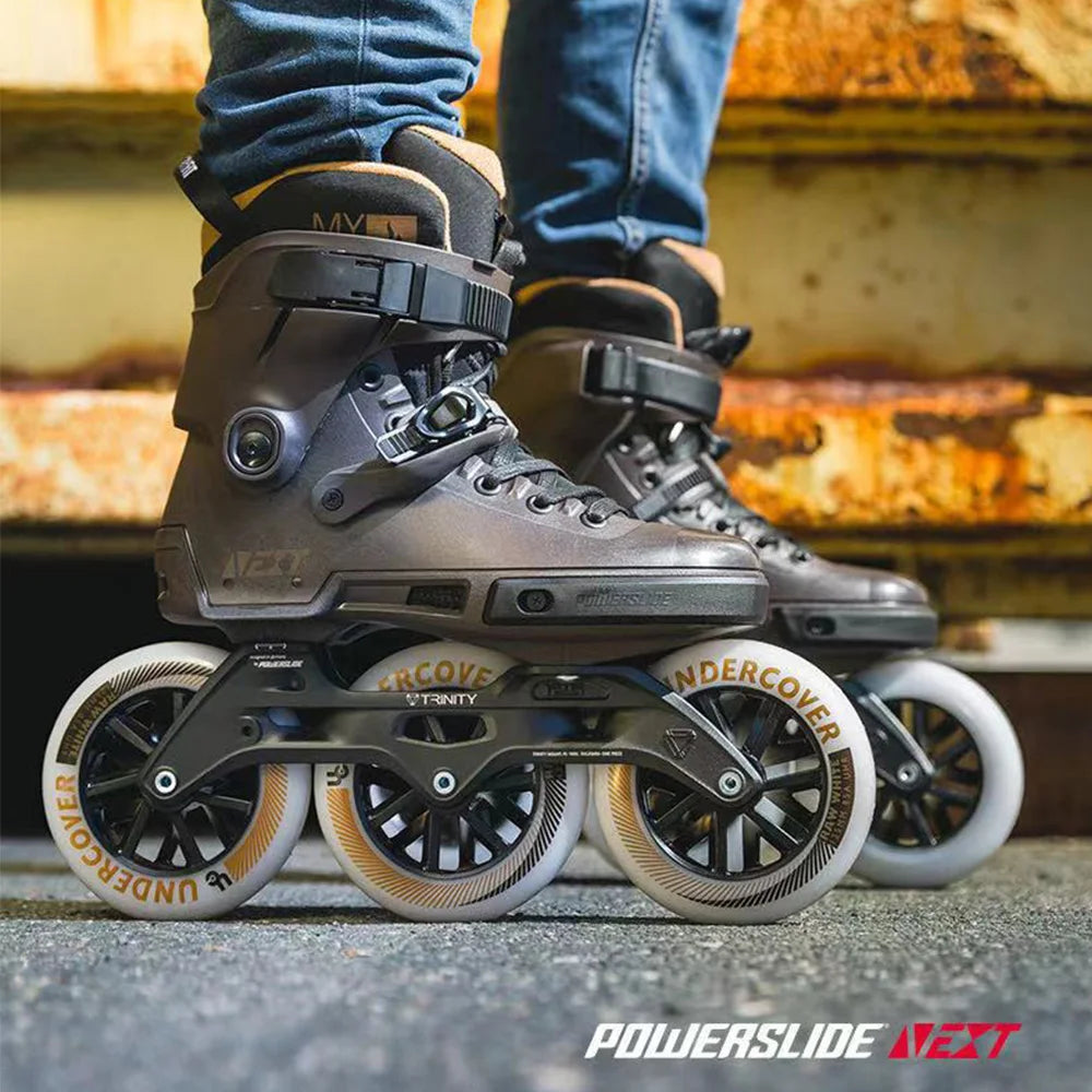 Powerslide NEXT Trinity Inline Skates, 3×125mm Racing Wheels, Freestyle & Speed Skating