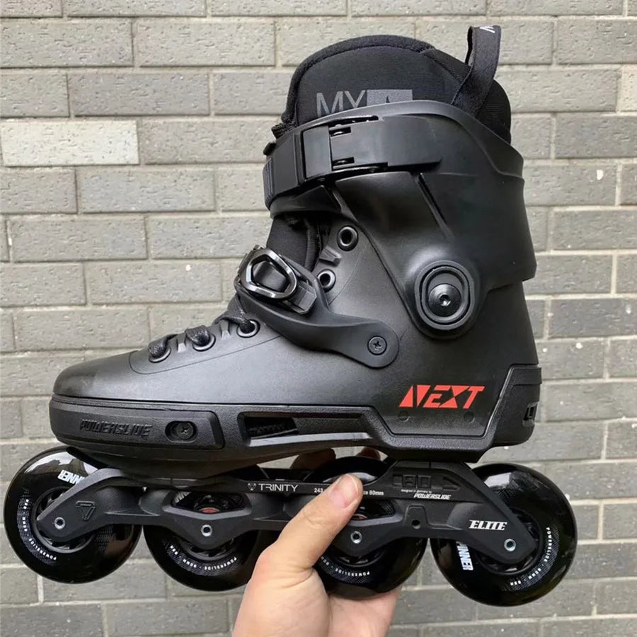 Powerslide NEXT Trinity Inline Skates – Professional Freeride Roller Blades for Street, Racing & Urban Skating with 3/4 Wheel Setup