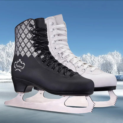 Women's Professional Ice Winter Ice-Skate Boots with Stainless Steel Blades