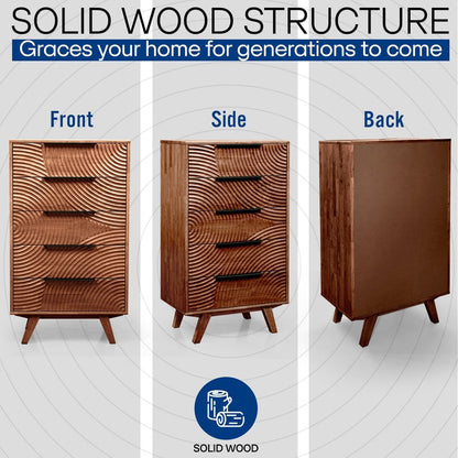 Acacia Harmony Dresser with 5 Drawers for Stylish Storage Solutions
