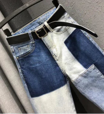 Chic Geometric Stitched Harem Jeans